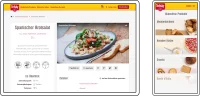 Tablet-Design einer Rezeptseite und Mobile-Variante der Rezeptübersicht