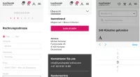 Mobile-Design des Formulars zum anlegen einer Rechnungsadresse. Mobile Design der Kundenaccount Detailseite und Mobile Variante der Suche