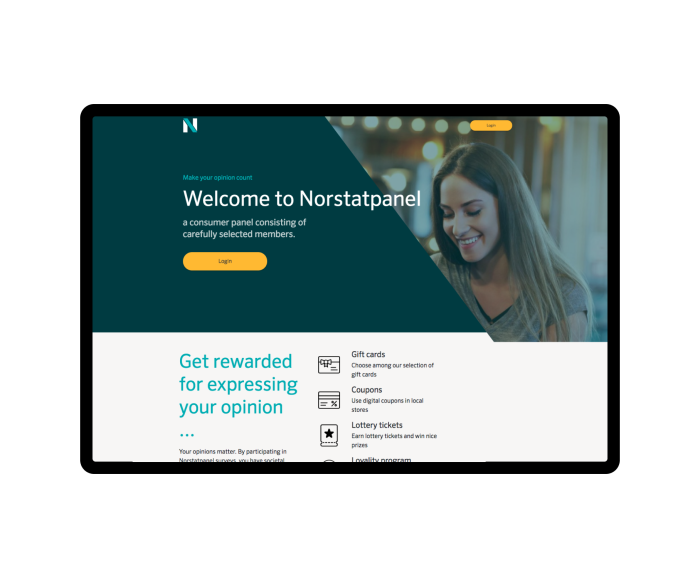 Tablet-Anzeige der Startseite von Norstat im neuen Design