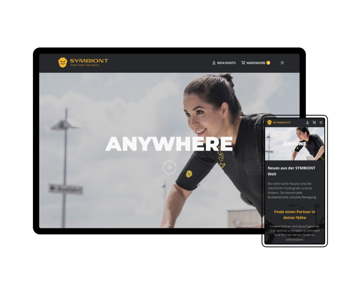 Desktop- und mobile Anzeige der Startseite von Symbiont im neuen Design